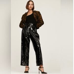Rachel Comey Sone Vinyl Faux Leather Pleated Pants Black Medium